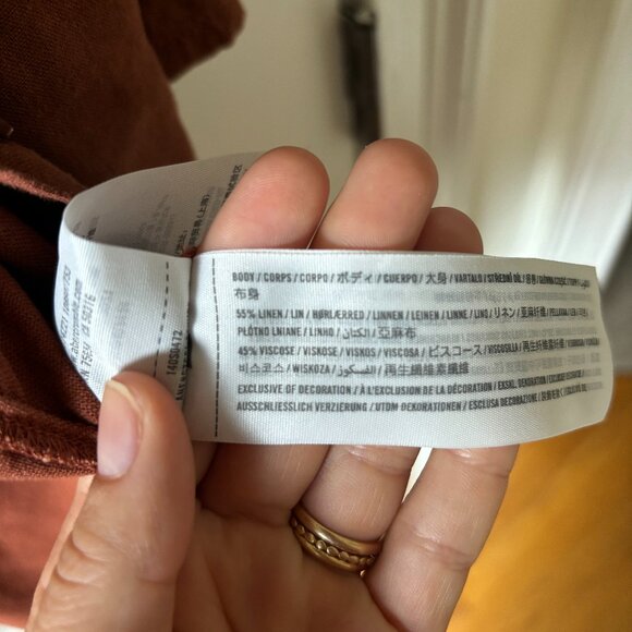 Abercrombie & Fitch Oversized Pocket Front Linen Button Down Short Sleeve Rust - Picture 2 of 6